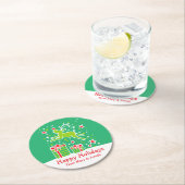 クリスマスプランキストナカイの緑の紙コースター ラウンドペーパーコースター (インサイチュ)