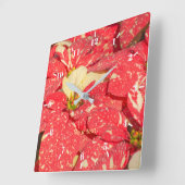 クリスマスプラントポインセチア花 スクエア壁時計 (傾斜)