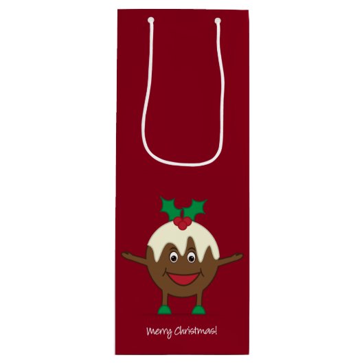 クリスマスプリンの漫画のキャラクター ワインギフトバッグ (正面)