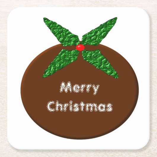 クリスマスプリンカスタム紙コースター スクエアペーパーコースター (正面)