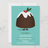 クリスマスプリンキャラクターホリデーティール（緑がかった色）ホワイト 招待状 (正面)