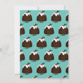 クリスマスプリンキャラクターホリデーティール（緑がかった色）ホワイト 招待状 (裏面)