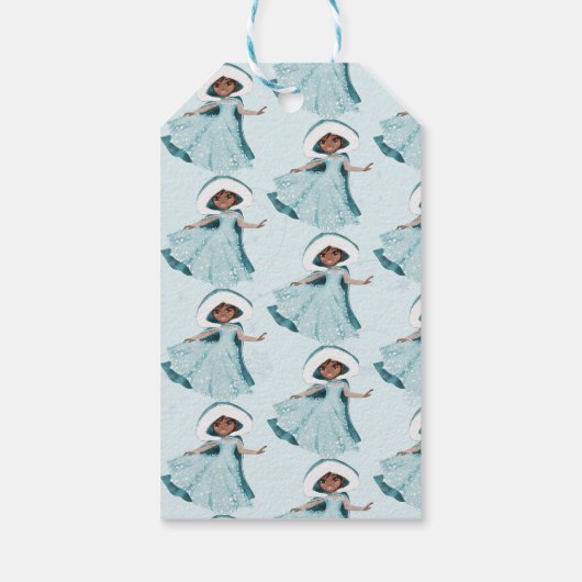 クリスマスプリンセスダークヘアウィンタースノーフレーク ギフトタグ (裏面)