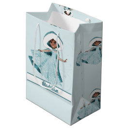 クリスマスプリンセスダークヘアウィンタースノーフレーク ミディアムペーパーバッグ