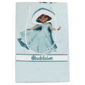 クリスマスプリンセスダークヘアウィンタースノーフレーク ミディアムペーパーバッグ (正面)