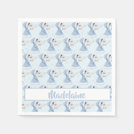 クリスマスプリンセスフクロウ冬の雪片 スタンダードカクテルナプキン