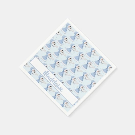クリスマスプリンセスフクロウ冬の雪片 スタンダードカクテルナプキン (角)