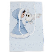 クリスマスプリンセスフクロウ冬の雪片 ミディアムペーパーバッグ (裏面)