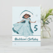 クリスマスプリンセス誕生日ダークヘアスノーフレーク 招待状 (スタンド正面)