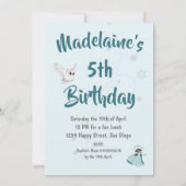 クリスマスプリンセス誕生日ダークヘアスノーフレーク 招待状 (裏面)