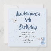 クリスマスプリンセス誕生日フクロウ冬の雪片 招待状 (裏面)