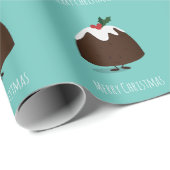 クリスマスプリンティール（緑がかった色）漫画のキャラクター ラッピングペーパー (ロールコーナー)