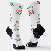 クリスマスプリントのスポーツ用クルー丈インナー ソックス (傾斜あり)
