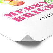 クリスマスプリント鮮やかピンク ポスター (角)