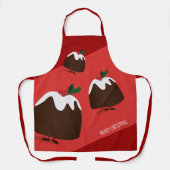 クリスマスプリン赤メリークリスマスアニメ エプロン (正面)