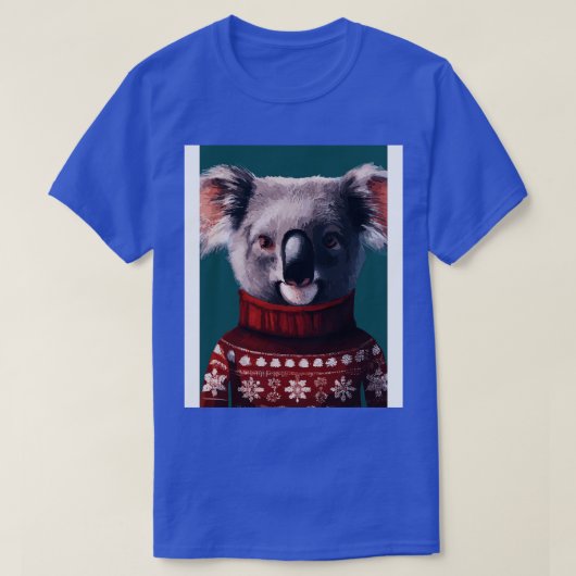 クリスマスプルオーバーを着たコアラ1 Tシャツ (デザイン正面)