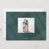 クリスマスプレイドのシンプルな青い緑の写真 シーズンカード (裏面)