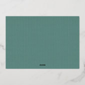 クリスマスプレイドのセージ緑の金ゴールドワンフォトファミリー 箔シーズンカード (裏面)