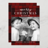 クリスマスプレイドクラシックホリデーフォトカード シーズンカード (正面/裏面)