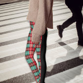 クリスマスプレイドタータンチェックブラックサイドシーム レギンス