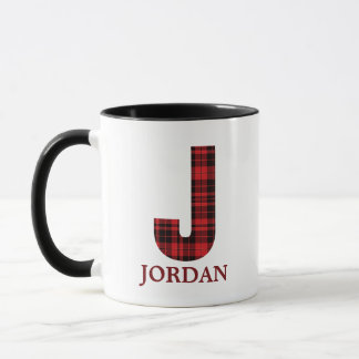 クリスマスプレイドパーソナライズされたコーヒーマグJ マグカップ