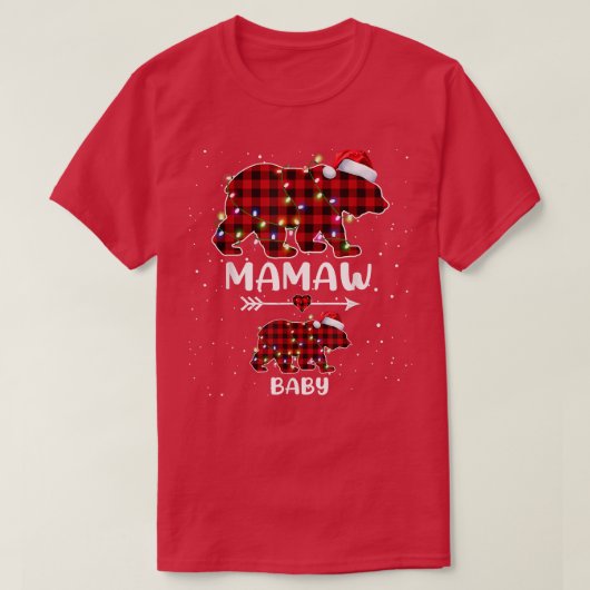 クリスマスプレイドベアマムベビー極妊娠アナウンチ Tシャツ (デザイン正面)