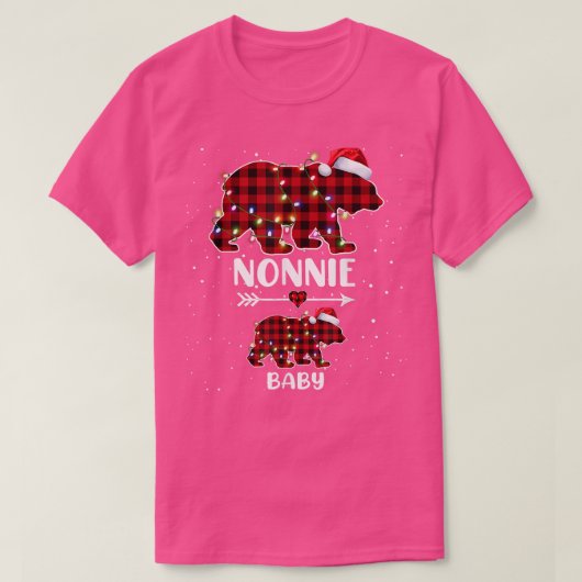 クリスマスプレイドベアーノニーベビー極妊娠期間 Tシャツ (デザイン正面)