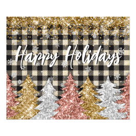 クリスマスプレイド及びグリッター付文字 フォトプリント