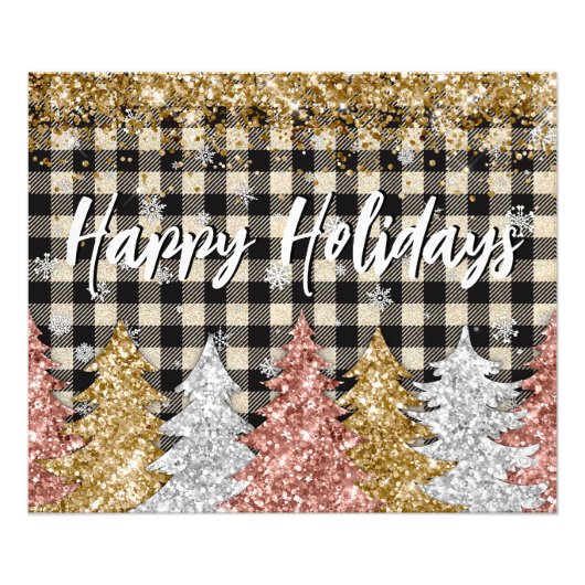 クリスマスプレイド及びグリッター付文字 フォトプリント            (正面)