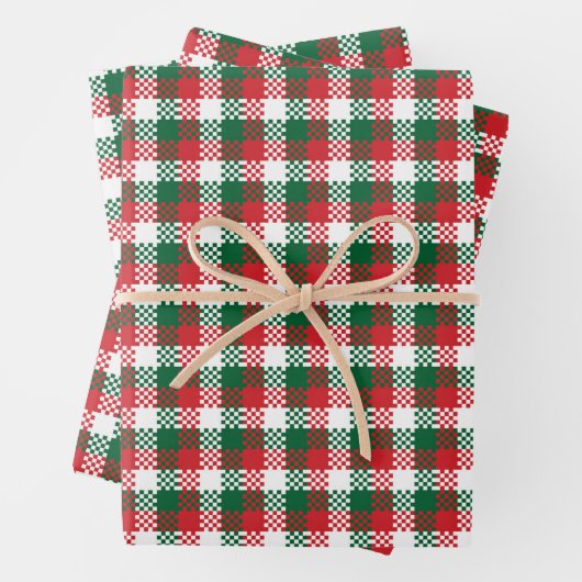 クリスマスプレイド赤い緑のバッファローのパターン ラッピングペーパーシート (インサイチュ)