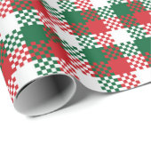 クリスマスプレイド赤い緑のバッファローのパターン ラッピングペーパー (ロールコーナー)