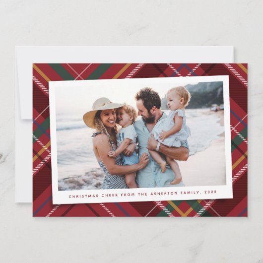 クリスマスプレイド1枚の写真クラシックホリデーカード シーズンカード (正面)