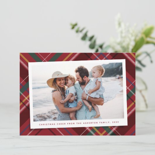 クリスマスプレイド1枚の写真クラシックホリデーカード シーズンカード (スタンド正面)