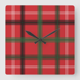 クリスマスプレイド スクエア壁時計