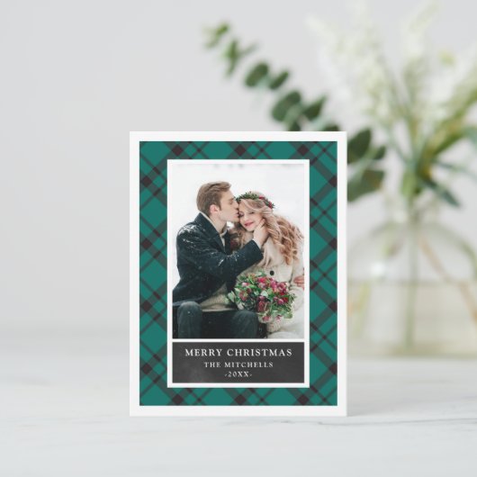 クリスマスプレイド |緑と黒の2枚の写真 シーズンポストカード (スタンド正面)