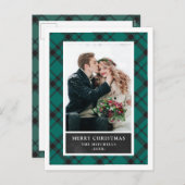 クリスマスプレイド |緑と黒の2枚の写真 シーズンポストカード (正面/裏面)