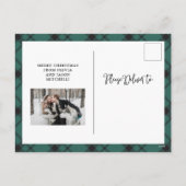 クリスマスプレイド |緑と黒の2枚の写真 シーズンポストカード (裏面)