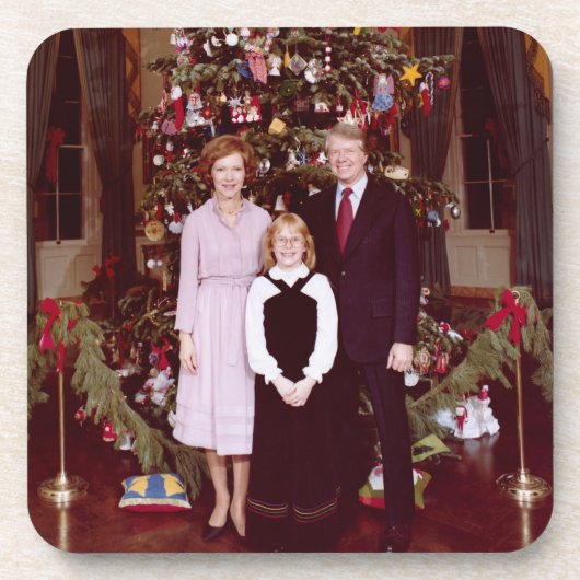 クリスマスプレジデントJames Jimmy Carter White House コースター (正面)
