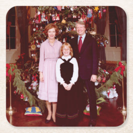 クリスマスプレジデントJames Jimmy Carter White House スクエアペーパーコースター
