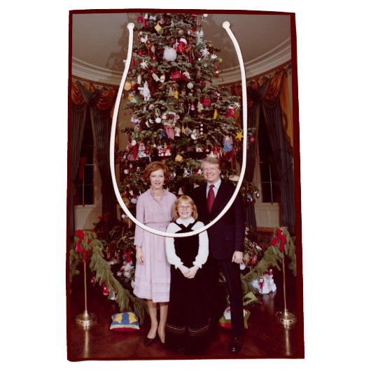 クリスマスプレジデントJames Jimmy Carter White House ミディアムペーパーバッグ (正面)