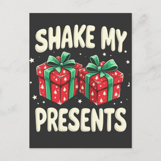 クリスマスプレゼントおもしろいを揺るがす ポストカード (正面)