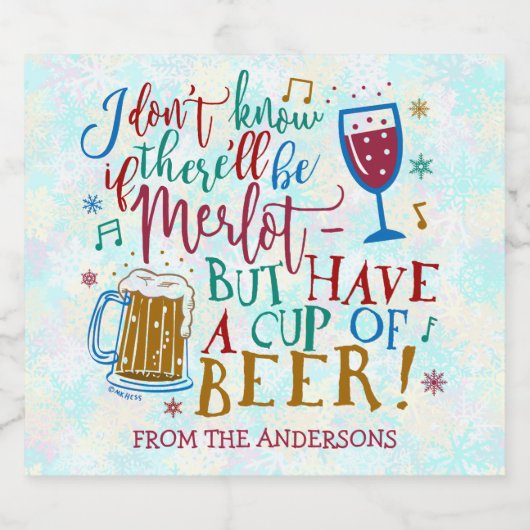 クリスマスプレゼントおもしろいビールメルロワインタイポグラフィ ビールラベル (シングルラベル)