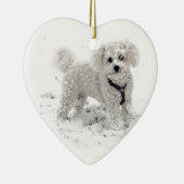 クリスマスプレゼントかわいい白ビスチョンフリースドッグ セラミックオーナメント (右)