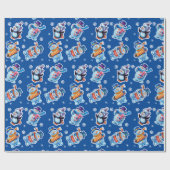 クリスマスプレゼントが冬のスノーフォークを包む。 ラッピングペーパー (フラット)