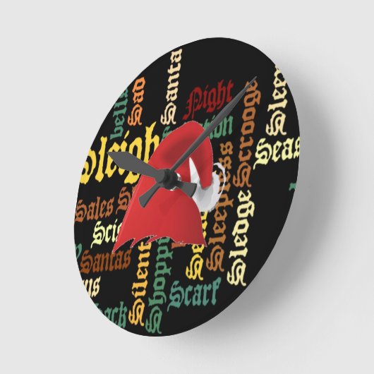 クリスマスプレゼントが素敵な日と良い夜を ラウンド壁時計 (傾斜)