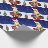 クリスマスプレゼントが贈られるサンタクロース猫 ラッピングペーパー (角)