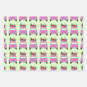 クリスマスプレゼントが贈られるピンクの車 ラッピングペーパーシート (正面3)