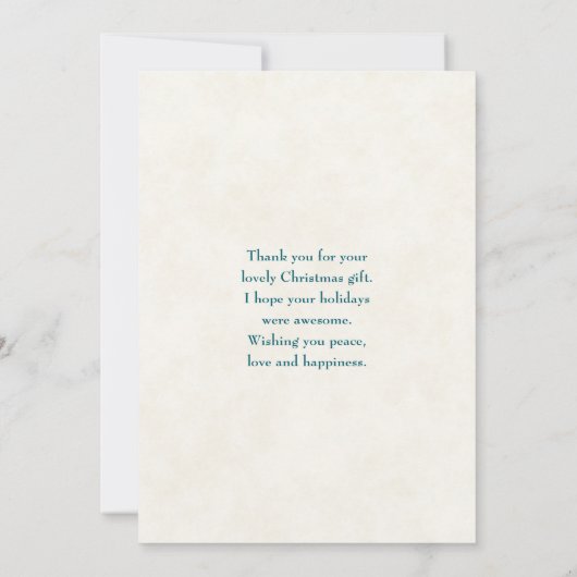 クリスマスプレゼントが贈られる可愛いテディベア サンキューカード (裏面)