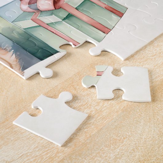 クリスマスプレゼントが贈られる可愛いテディベア ジグソーパズル (側面)