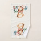 クリスマスプレゼントが贈られる可愛いテディベア バスタオルセット (ハンドタオル)